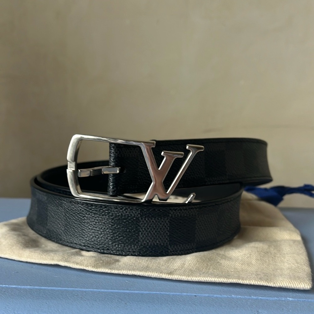LV Initiales Belt Damier Graphite Pattern Waist Belt